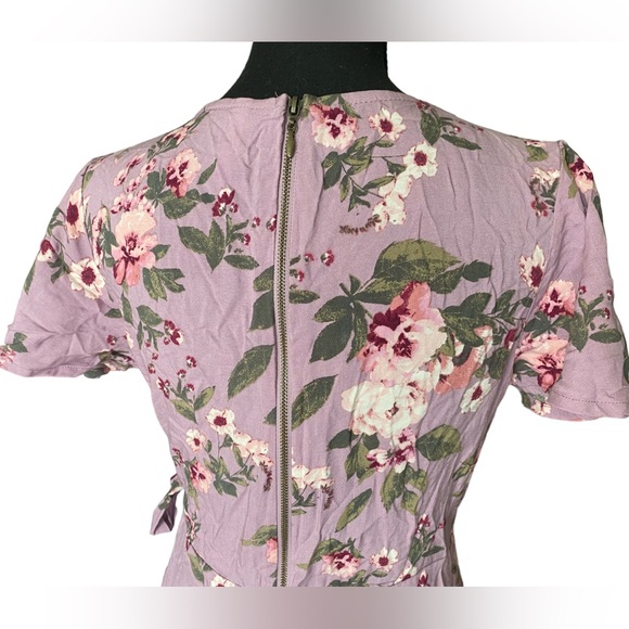 Xhilaration Lavender Floral Ruffled Babydoll Dress Preppy Collar Hem Size Small - Picture 7 of 12